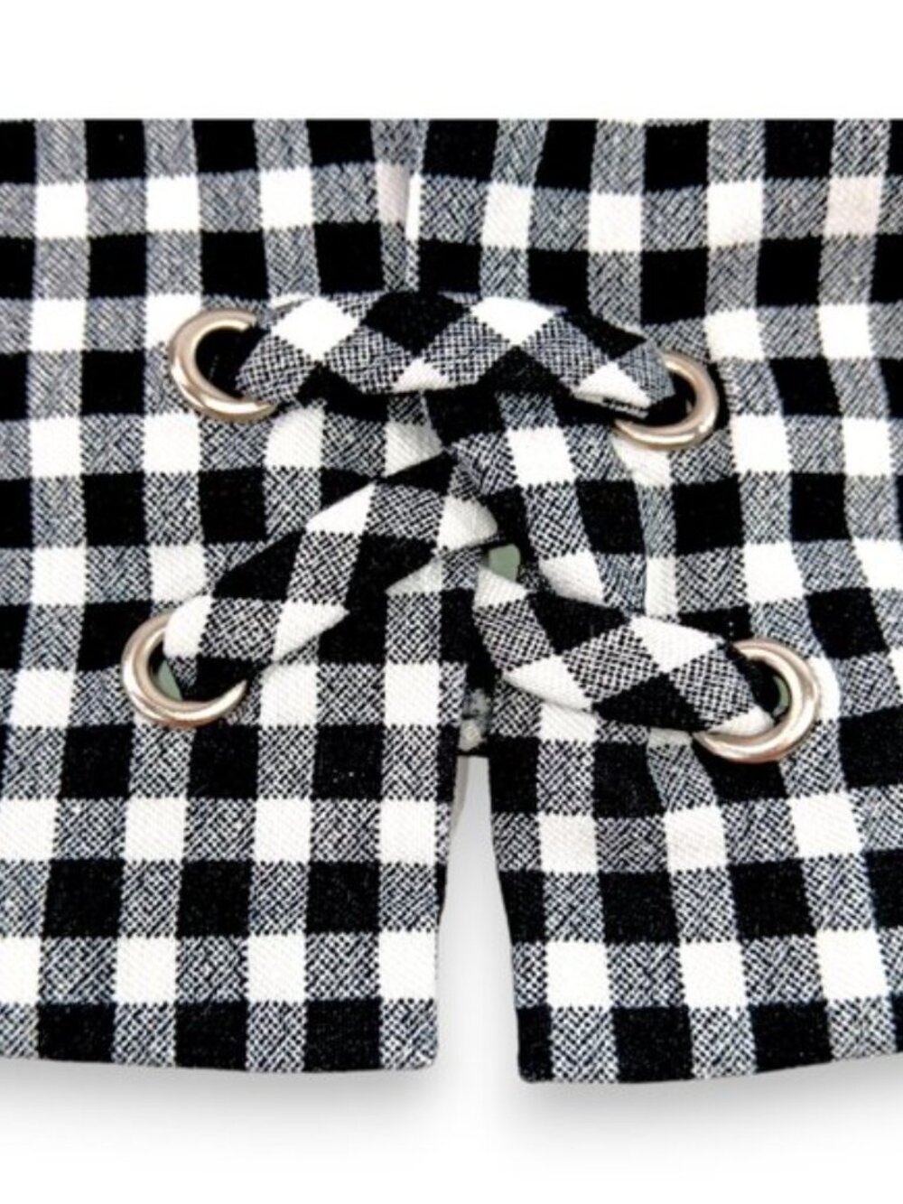 Women's Shorts SIZE 6 Gingham Checkered Black White Shorts Flat Panel Pull-On - Picture 7 of 10